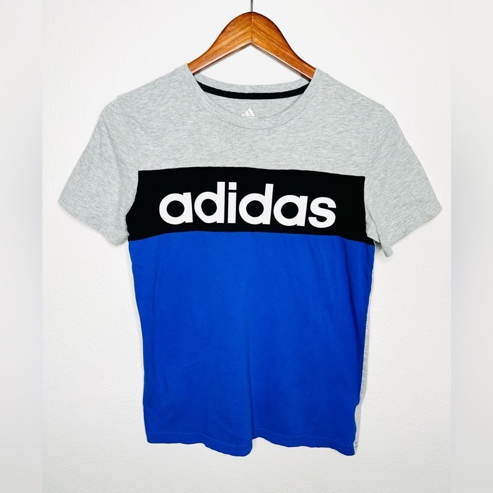 Adidas Boys Colorblock Short Sleeve Tshirt Gray Medium 10-12
